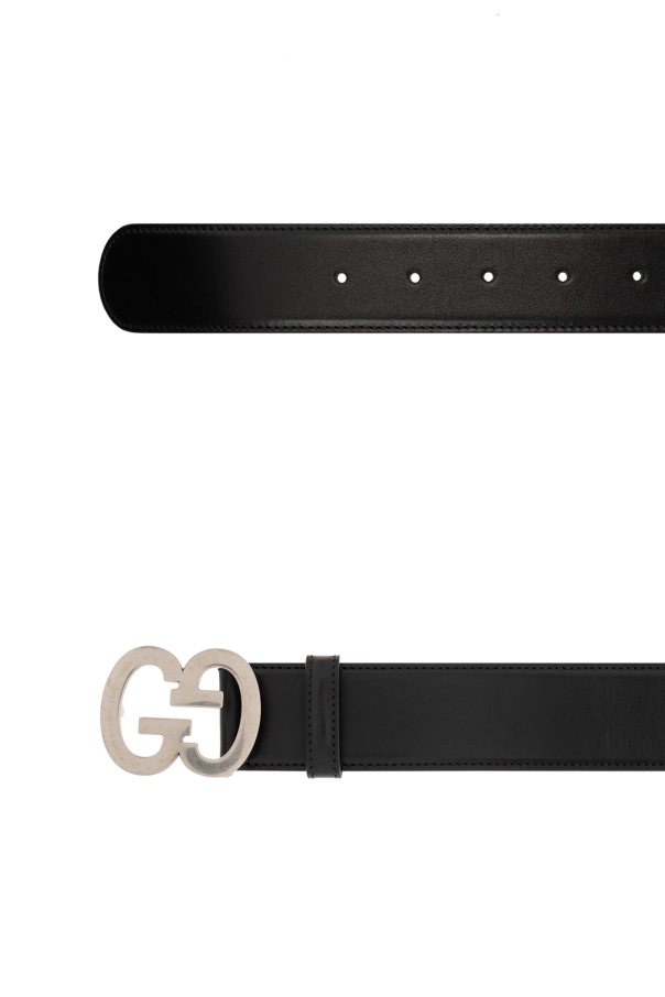 Gucci Flora пробники - Black Leather belt with logo Gucci